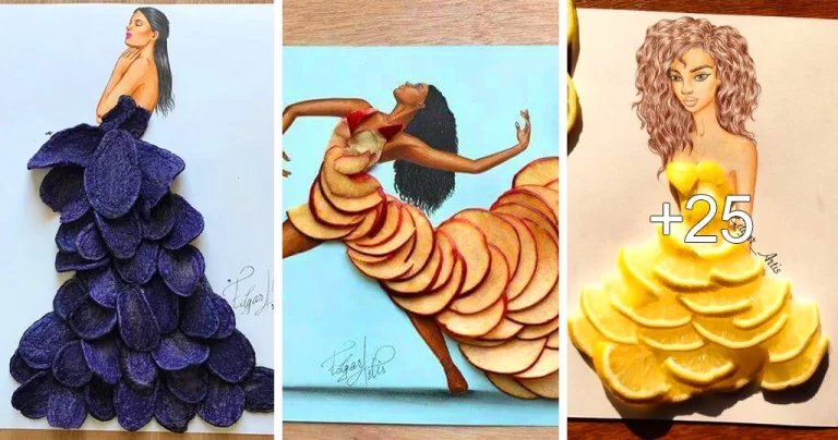 Lee más sobre el artículo Ilustraciones de Moda Utilizando Alimentos y Comidas